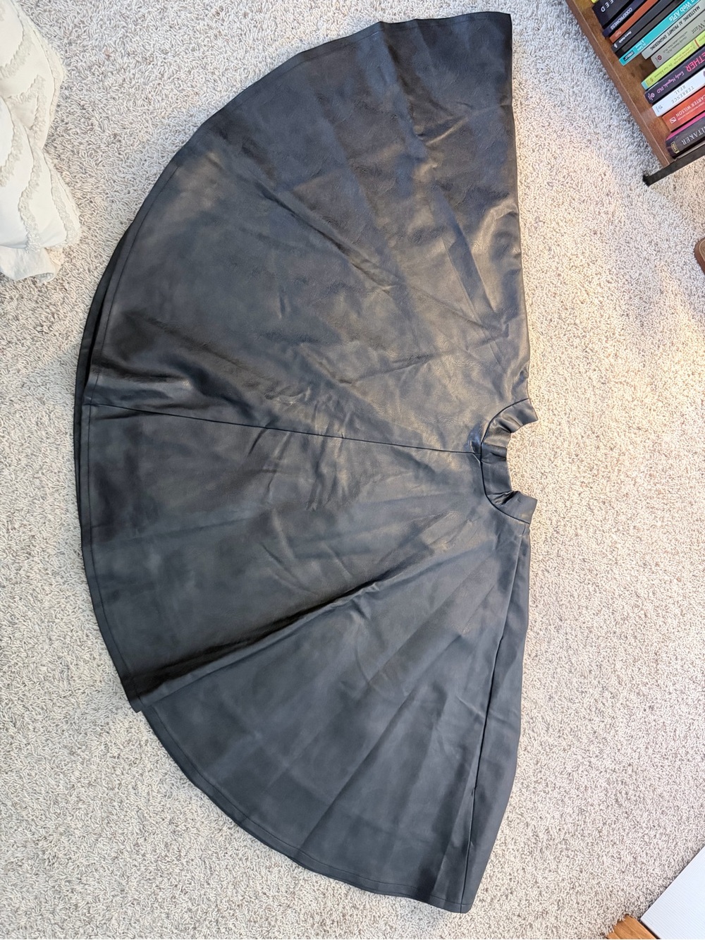 Vixen by Micheline Pitt Black Faux-Leather Full Circle Skirt